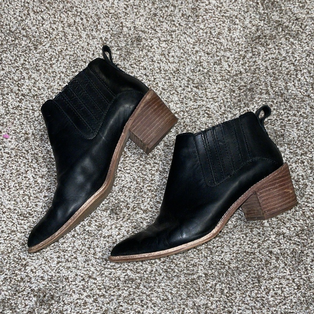 Black Leather Ankle Booties
